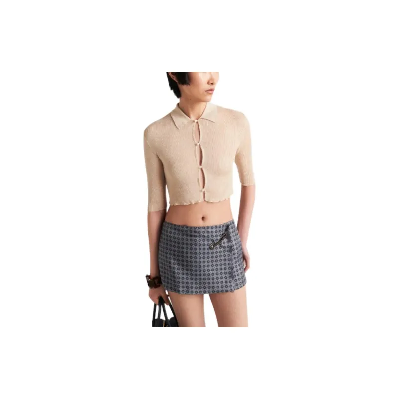 PRADA Cropped Knitted Cardigan-3