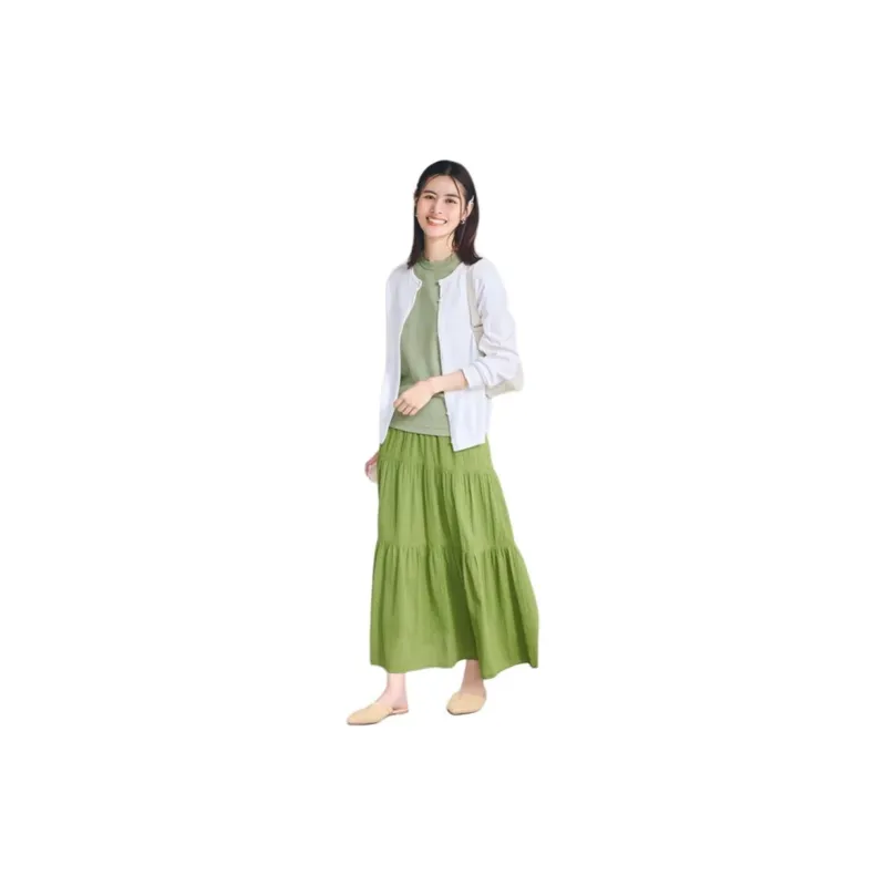 UNIQLO Casual Long Skirt Women's Green-1