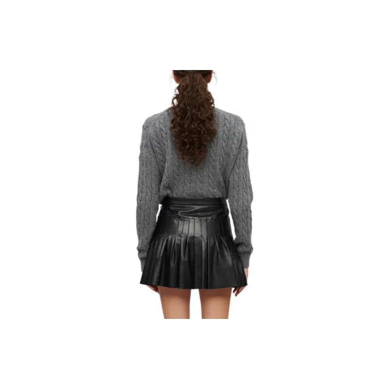 Maje Pleated Leather Miniskirt-2