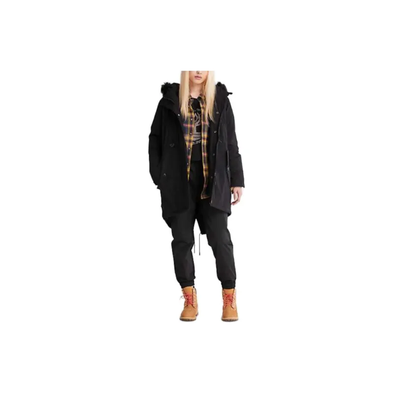 Timberland Mt. Kelsey High-Pile Fleece-Lined Parka Jackets Coats Women's Black-4
