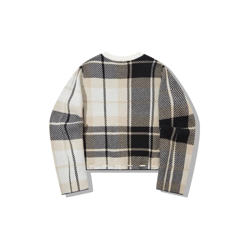 LiNing x PLEASURES Knitwear Women's Black Ivory Plaid Color Set-1