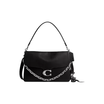 COACH Tabby Grained Leather Shoulder Bag Crossbody Bag Large Size Women's Black
