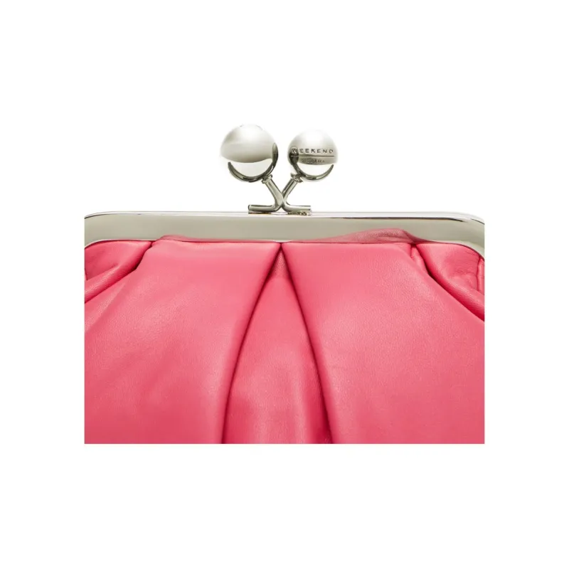 MaxMara Leather Handbag Clutch Trumpets Women's Bright Pink-4
