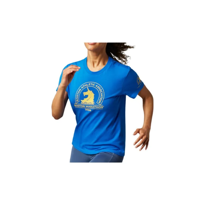 Adidas Boston Marathon T-Shirts Women's Blue-1