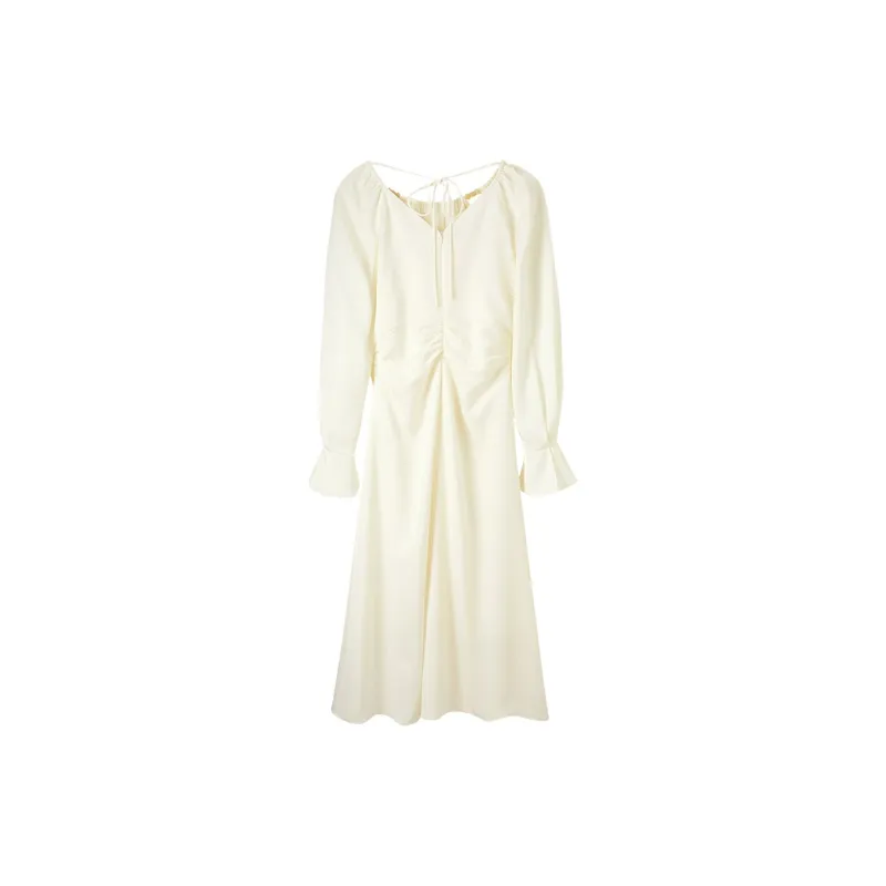 SENTUBILA Long Sleeved Dresses Women's Apricot-7