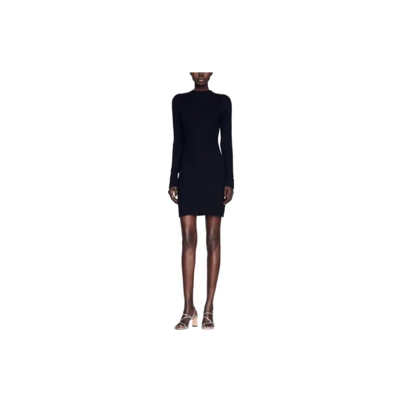 Sandro Long Sleeved Dress Women's Black-1