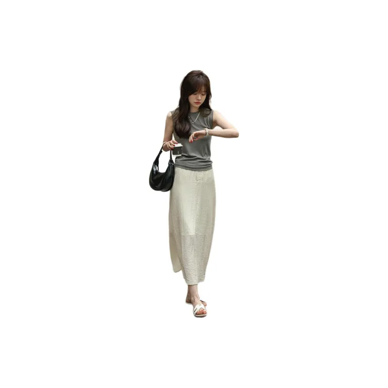 MT Casual Long Skirts Women's Light Apricot-3
