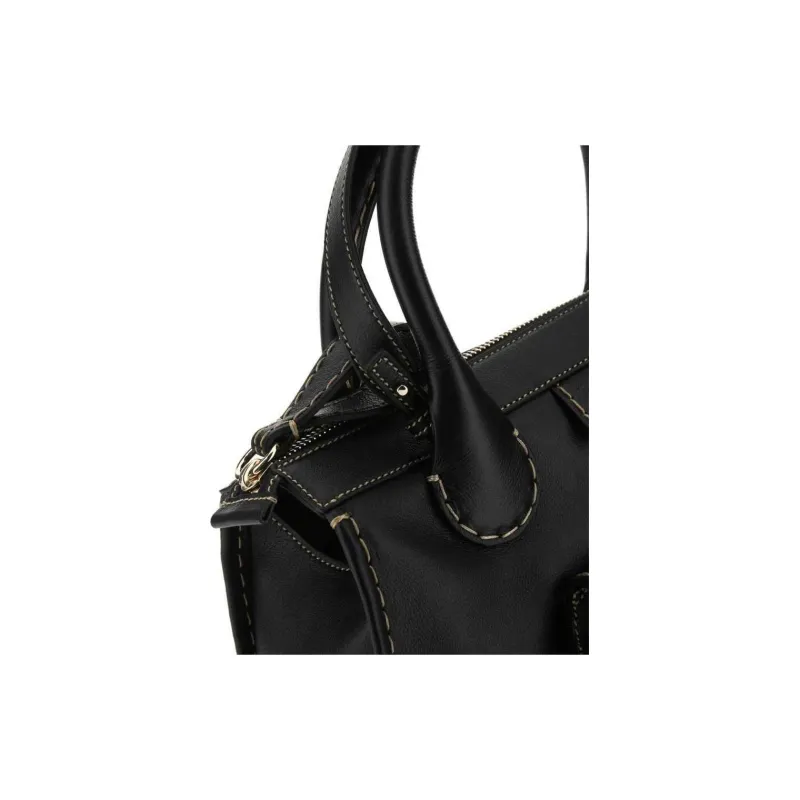 Chloe Edith Buffalo Leather Shoulder Bag, Crossbody Bag, Handbag Medium Size Women's Black-3