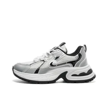 Warrior Height Increasing Wear Resistant Slip Resistant Low Top Chunky Sneakers Women's Silver White