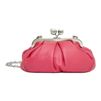 MaxMara Leather Handbag Clutch Small Size Women's Bright Pink