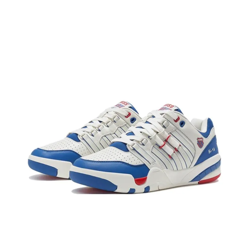 KSWISS Anti-Slip Wear-Resistant Low-Top Skateboard Shoes Men's White Blue-2