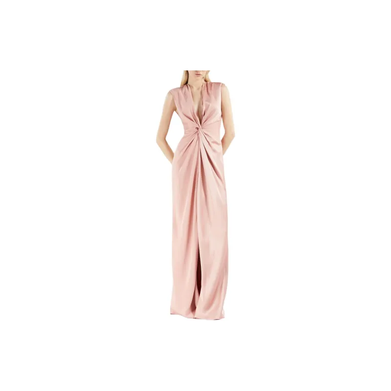 MaxMara Envers Satin Draped Dress Sleeveless Dress Women's Pink-2