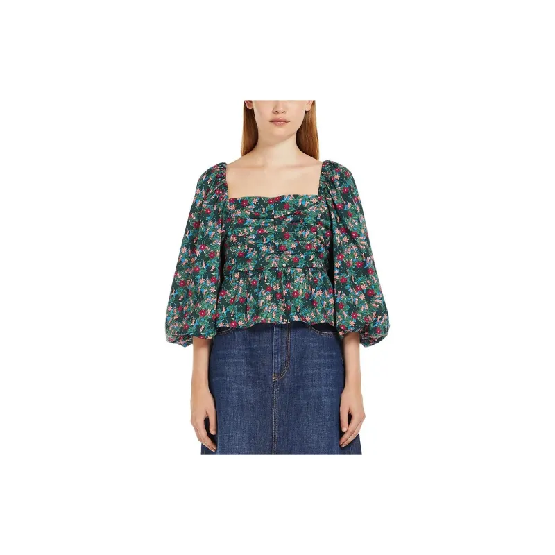 WEEKEND MaxMara All Over Floral Printed Balloon Sleeved Top-2