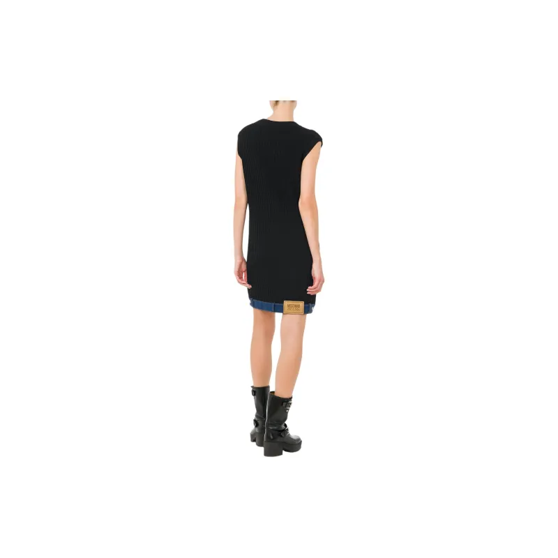 MOSCHINO Logo patch Ribbed knit Dress-2