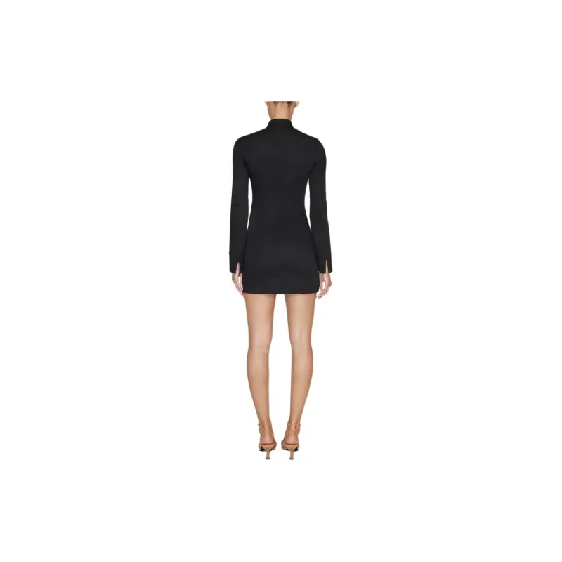 Khy SS24 DROP 007 Poplin Zip Mini Dress Long-Sleeved Dresses Women's Black-3