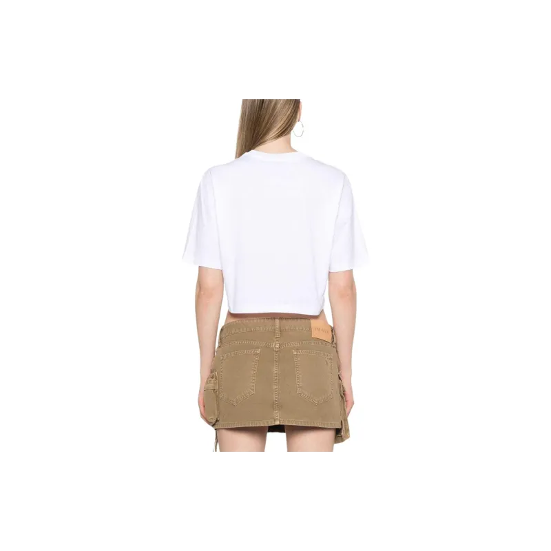 MOSCHINO Teddy Bear Printed Crewneck Cropped T-Shirt-3