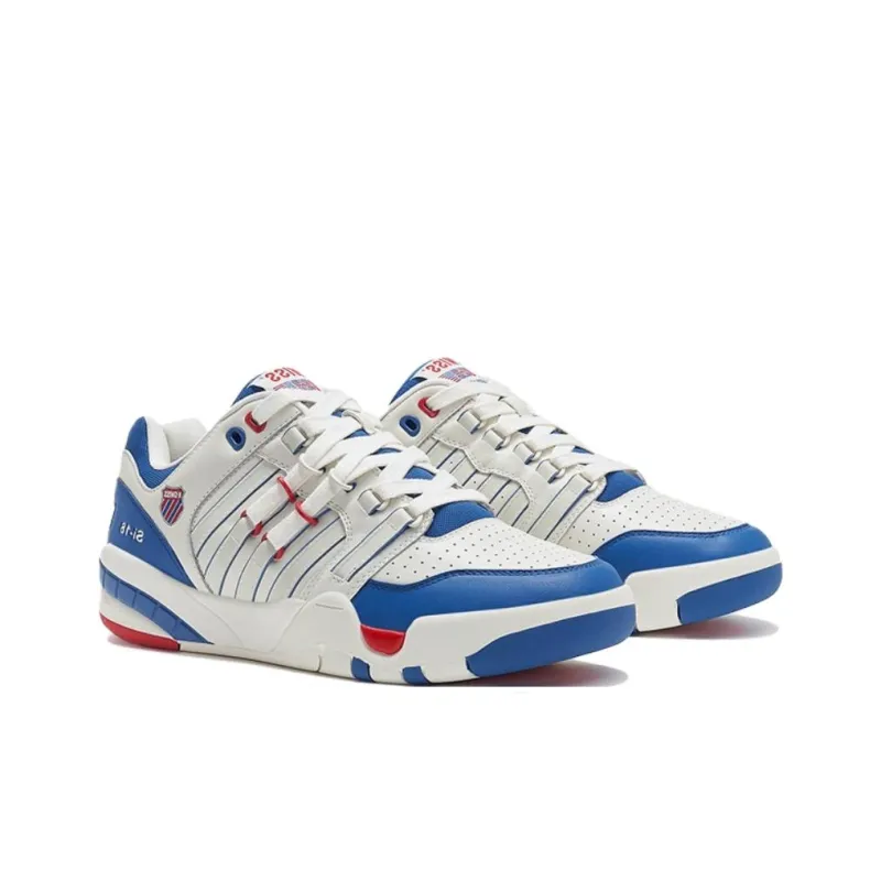 KSWISS Anti-Slip Wear-Resistant Low-Top Skateboard Shoes Men's White Blue-3