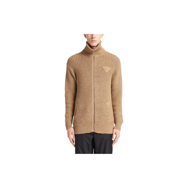 PRADA Zip Up Ribbed Knit Cardigan-3