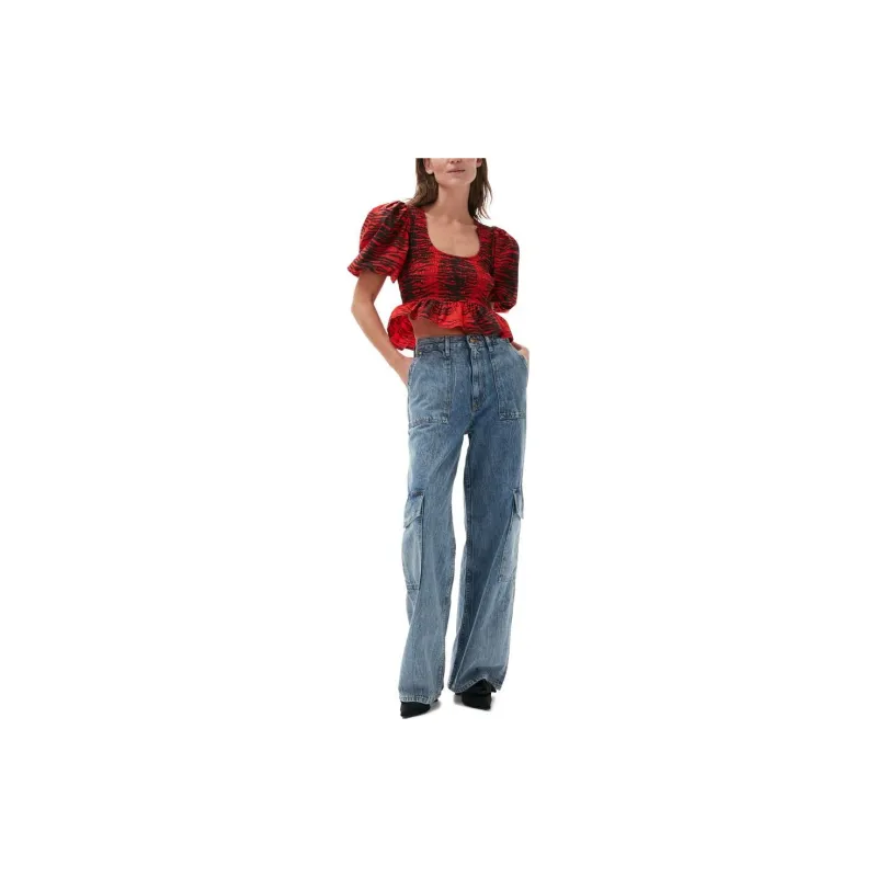 GANNI Crop Tops Women's Fire Red-2