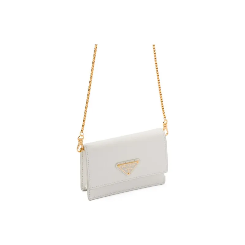 PRADA Saffiano Leather Card Holder Women's White-1