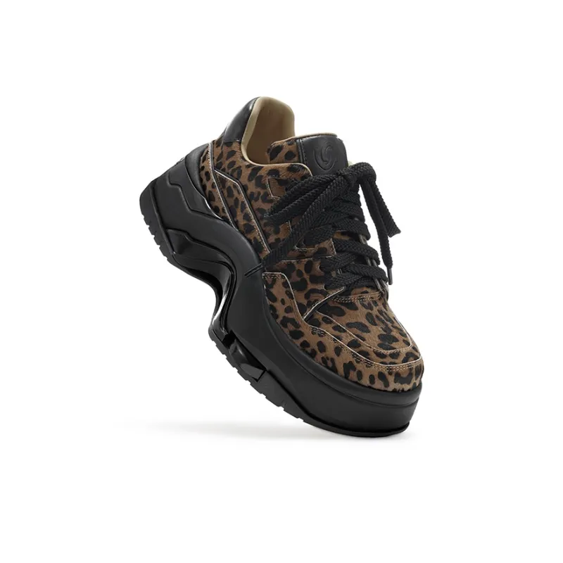 VITTORIO VENTURA Low Top Skateboard Shoes Women's Leopard-3