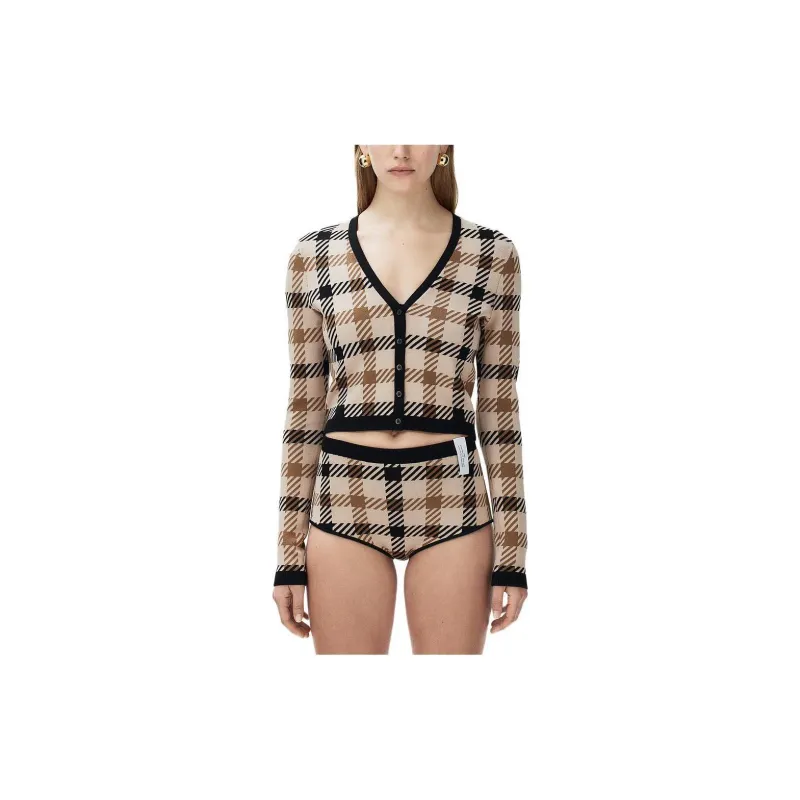 H&M x ROKH Knitwear Women's Light Beige/Plaid-1