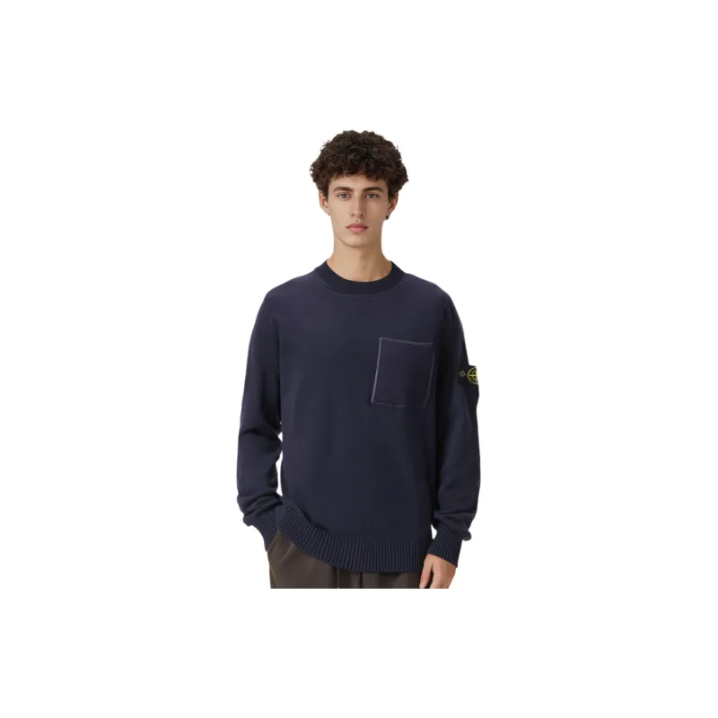 STONE ISLAND 523D2 Soft Cotton With Mix Fabric Knit Sweater-4
