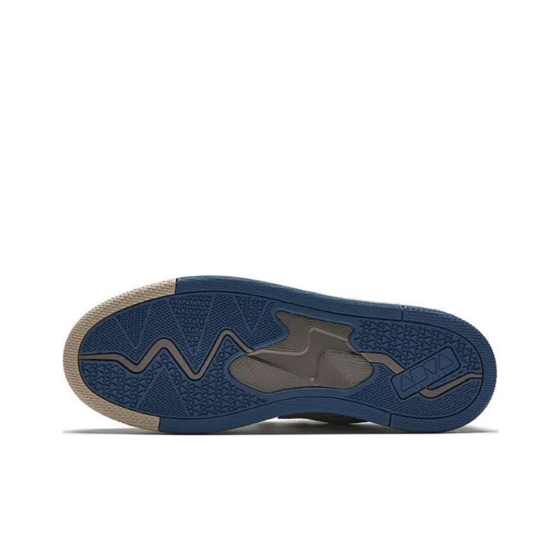 Anta Non slip Wear resistant Shock Absorption Low Top Skateboard Shoes Men's Beige Brown Blue-4
