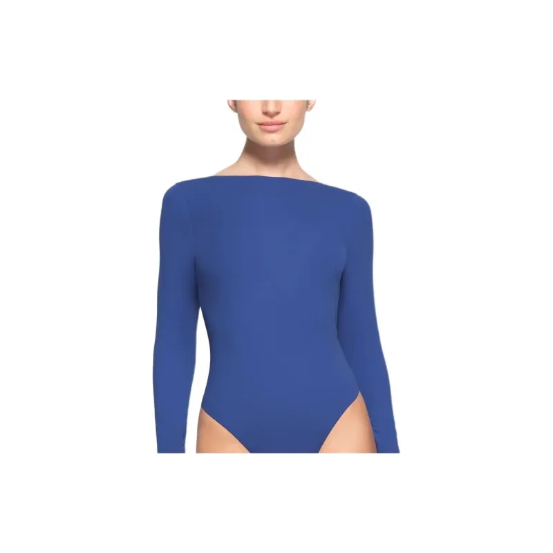 SKIMS FITS EVERYBODY LONG SLEEVE LOW BACK BODYSUIT Bodysuits Women's SAPPHIRE/Sapphire-1