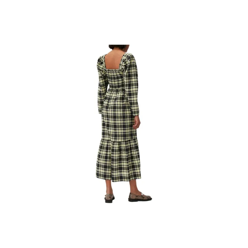 GANNI Long Sleeved Dresses Women's Elf Yellow Plaid-2