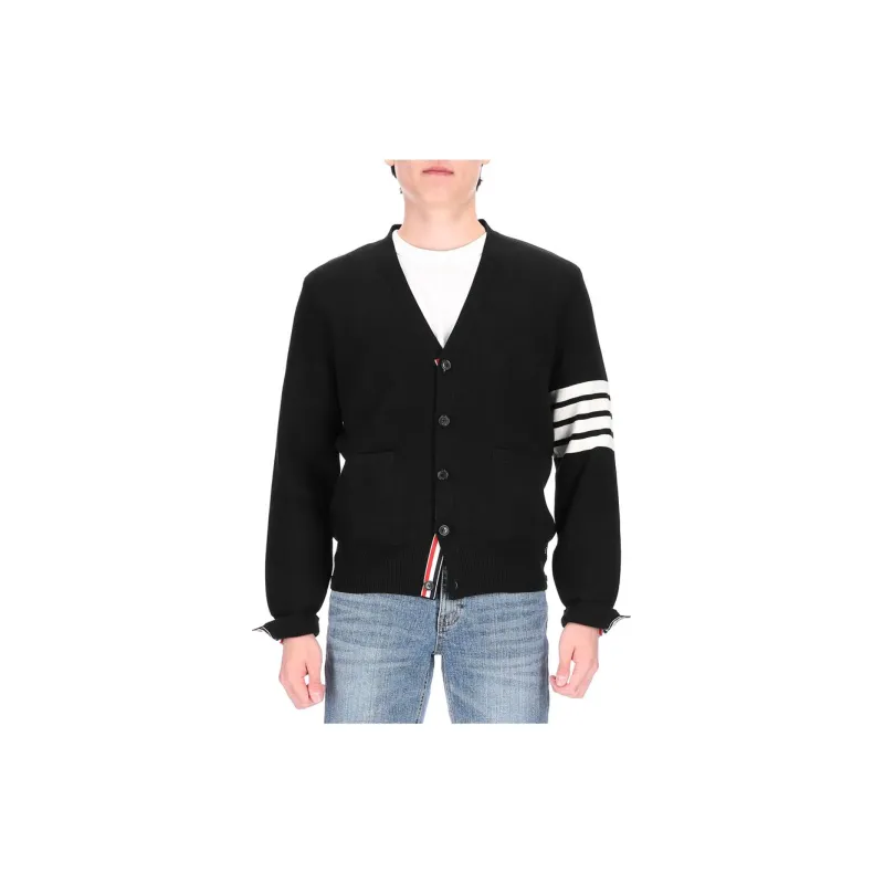 THOM BROWNE 4 Bar V Neck Cardigan-4