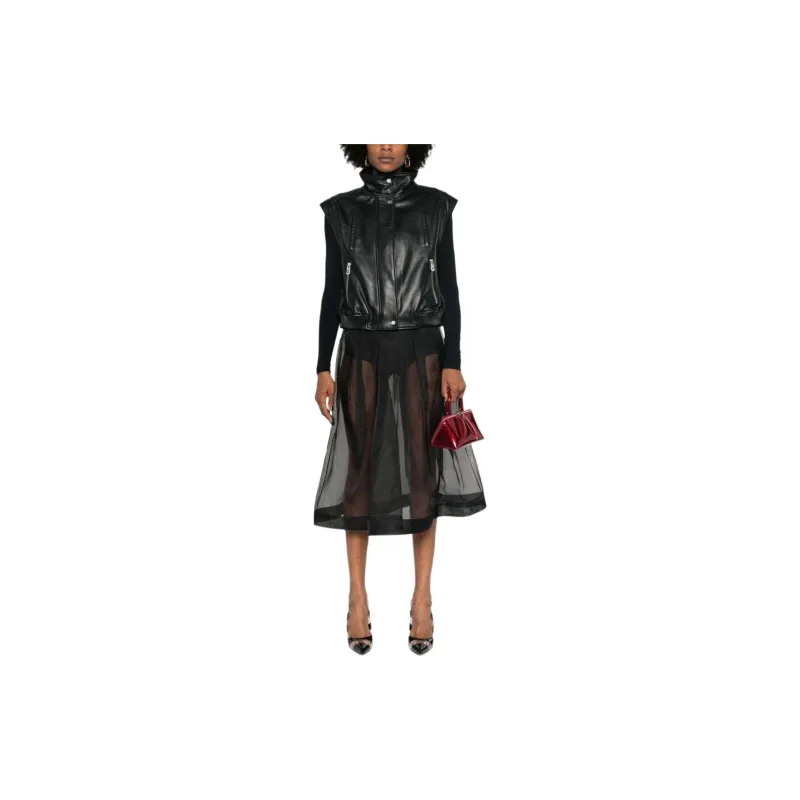 PINKO High Neck Sleeveless Biker Gilet-1
