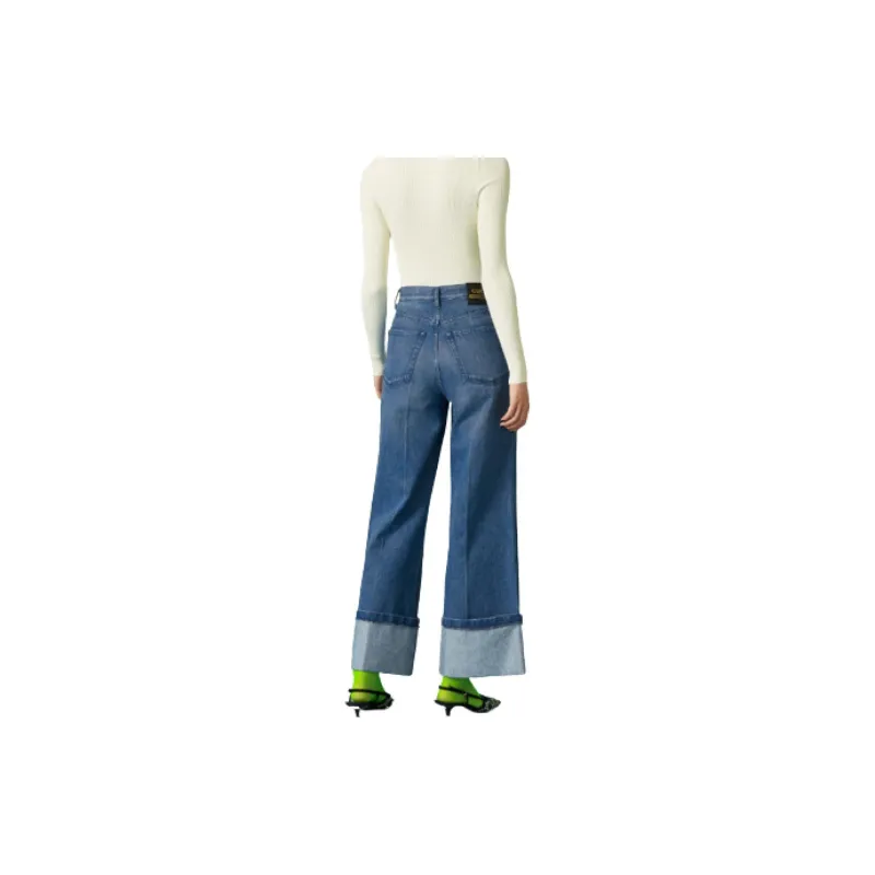 GUCCI Logo Printed Wide Leg Jeans-1