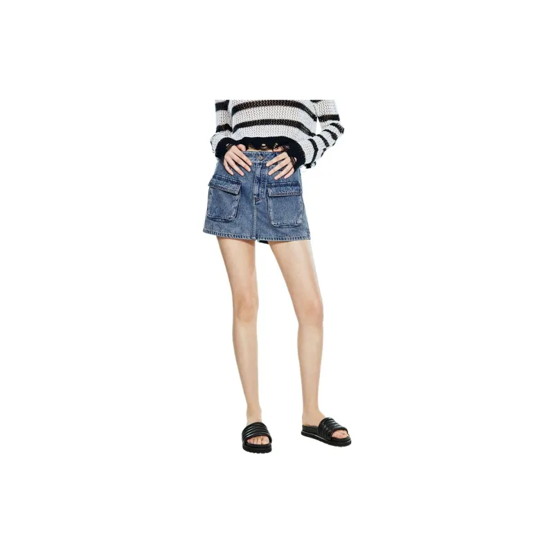 COVERINS Denim Short Skirts Women's Blue-1