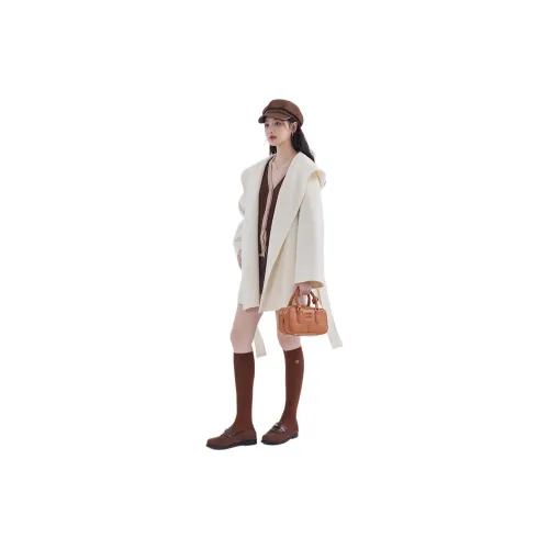 DEAR DEER PUFF Coats Women's White