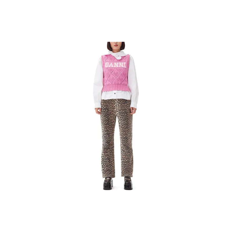 GANNI Logo Intarsia Knit Vest-1