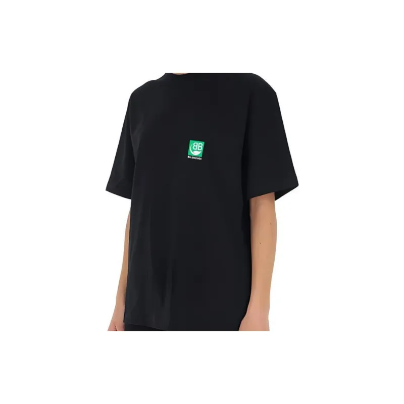 Balenciaga Drop Shoulder Sleeve T Shirt Women's Black Loose Fit-4