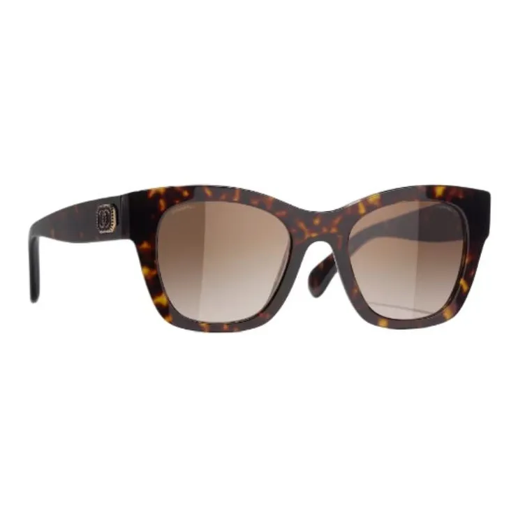 CHANEL Acetate Square Sunglasses Unisex Tortoiseshell-3