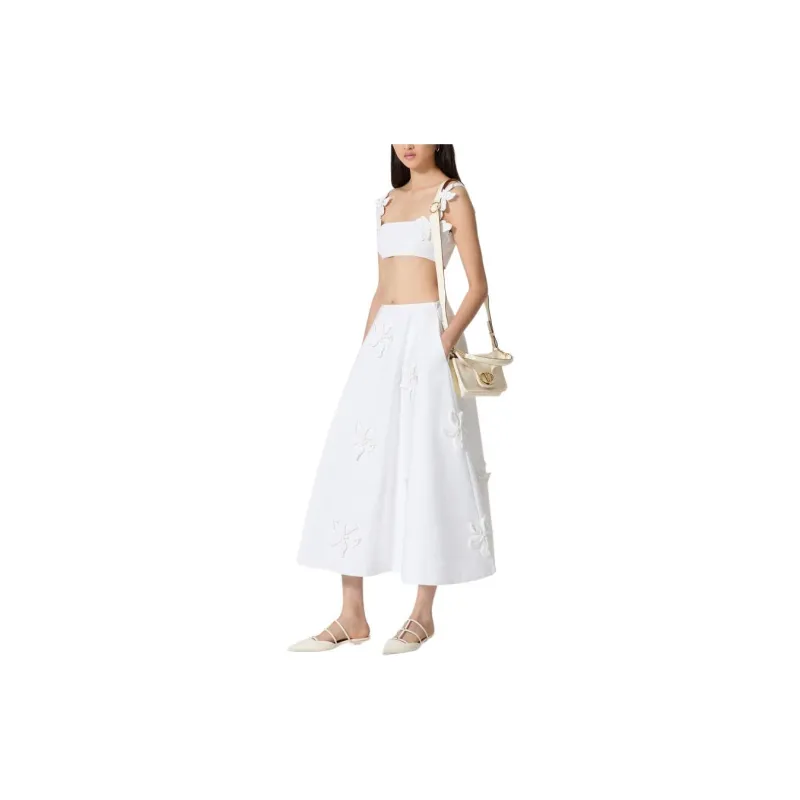 Valentino SS24 Casual Long Skirts Women's White-3