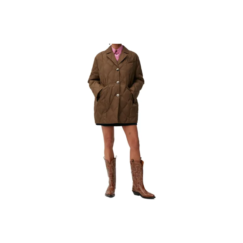 GANNI Diamond quilted Oversize Ripstop Jacket-2