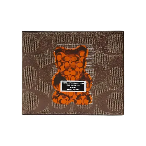 COACH X Vandal Gummy Bear Collaboration Billfold Wallet Canvas With Leather Canvas Bag Wallets Regular Men's Dark Khaki