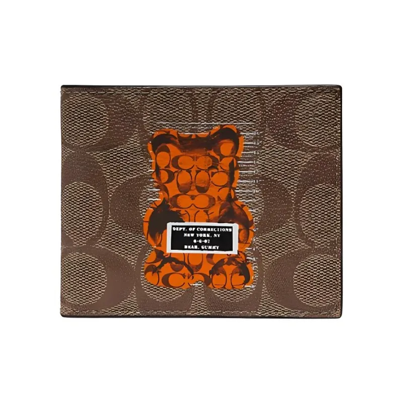 COACH X Vandal Gummy Bear Collaboration Billfold Wallet Canvas With Leather Canvas Bag Wallets Regular Men's Dark Khaki-0