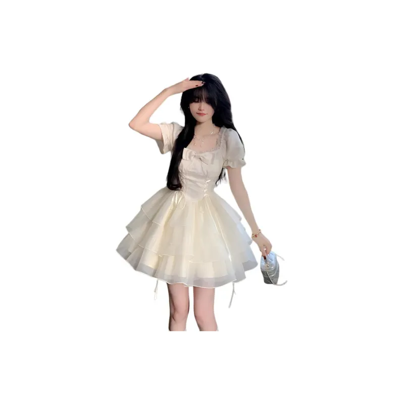 COSYISM Short Sleeved Dress Women's White-1