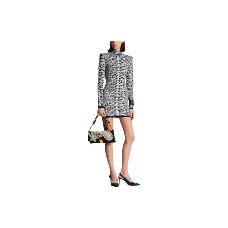 BALMAIN Python jacquard Knitted Minidress-4