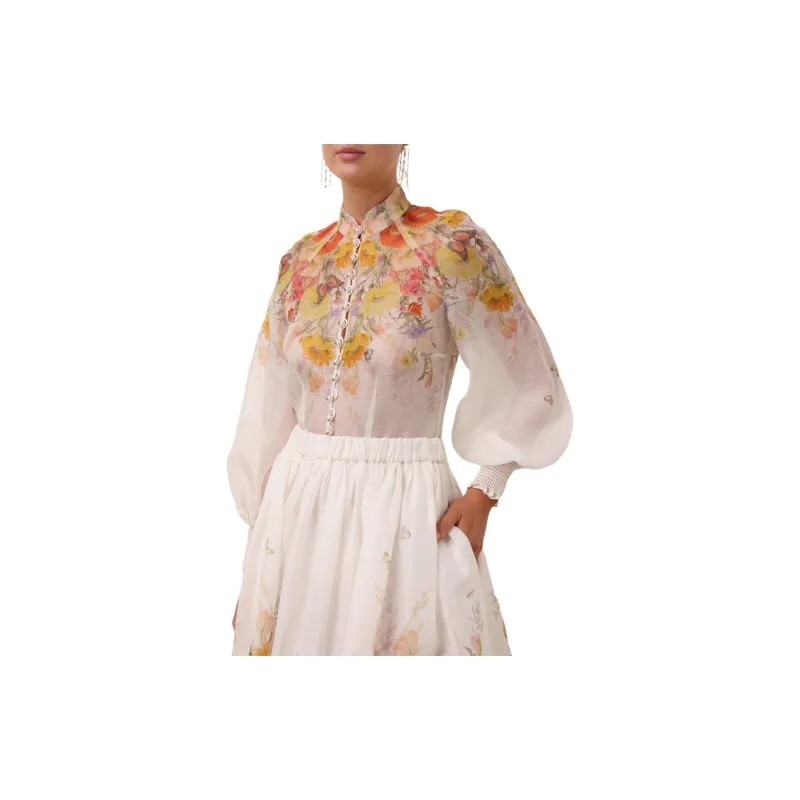Zimmermann Tranquillity Floral Printed Embellished Blouse-2
