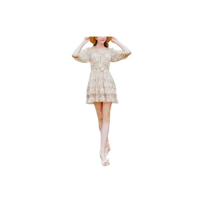 Lagogo Long-Sleeved Dresses Women's Mixed Color-1