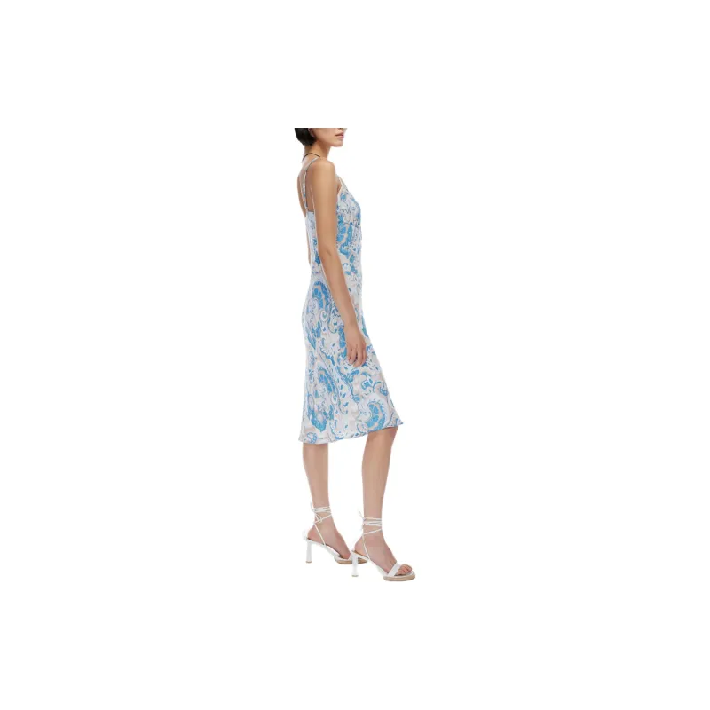 ARITZIA Wilfred Bellow Midi Dress Slip Dresses Women's Buoy Blu Pastel Sg Grn/Light Blue-4