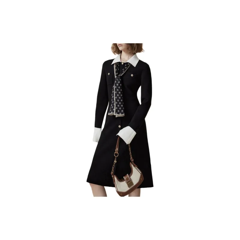 DKNY Long Sleeved Dress Women's Black & Multicolor-3