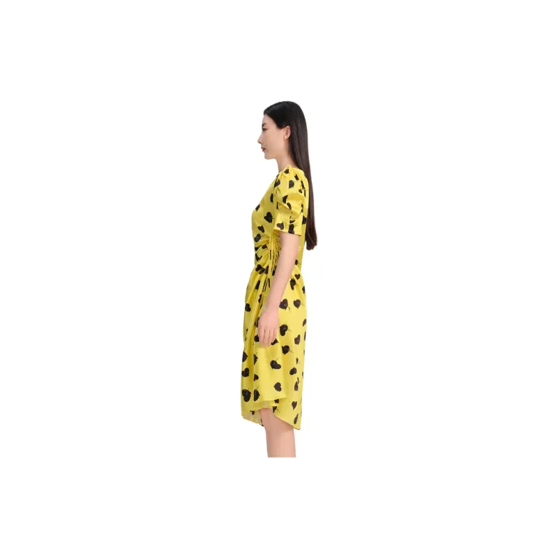 Blood Glitter Short-Sleeved Dresses Women's Yellow Floral-2