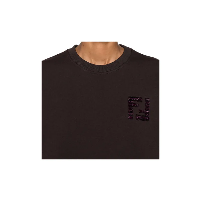 FENDI Logo Embroidered Crewneck Sweatshirt-4
